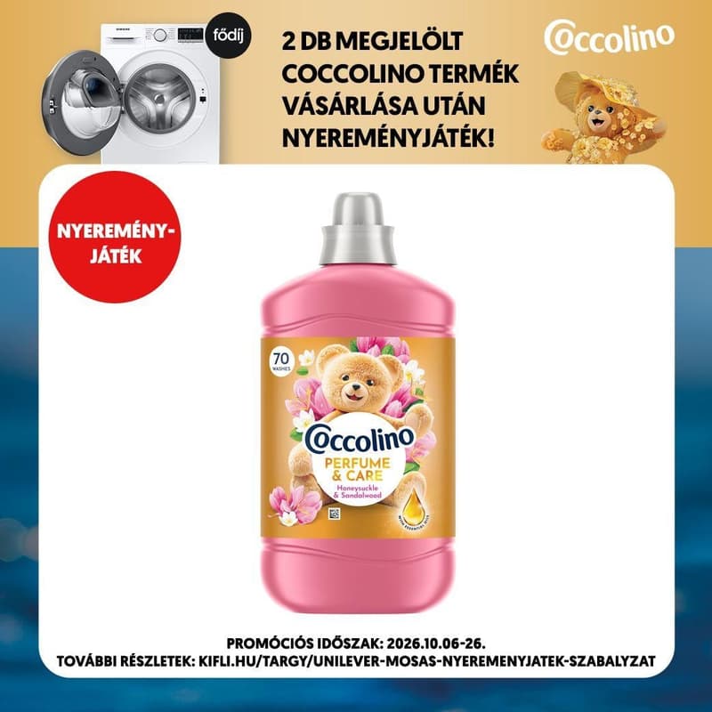 Coccolino Perfume&Care Honeysuckle & Sandalwood öblítő, 70 mosás, 1610 ml