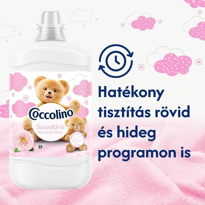 Coccolino Sensitive Romantic Rose öblítő érzékeny bőrre, 74 mosás, 1702 ml