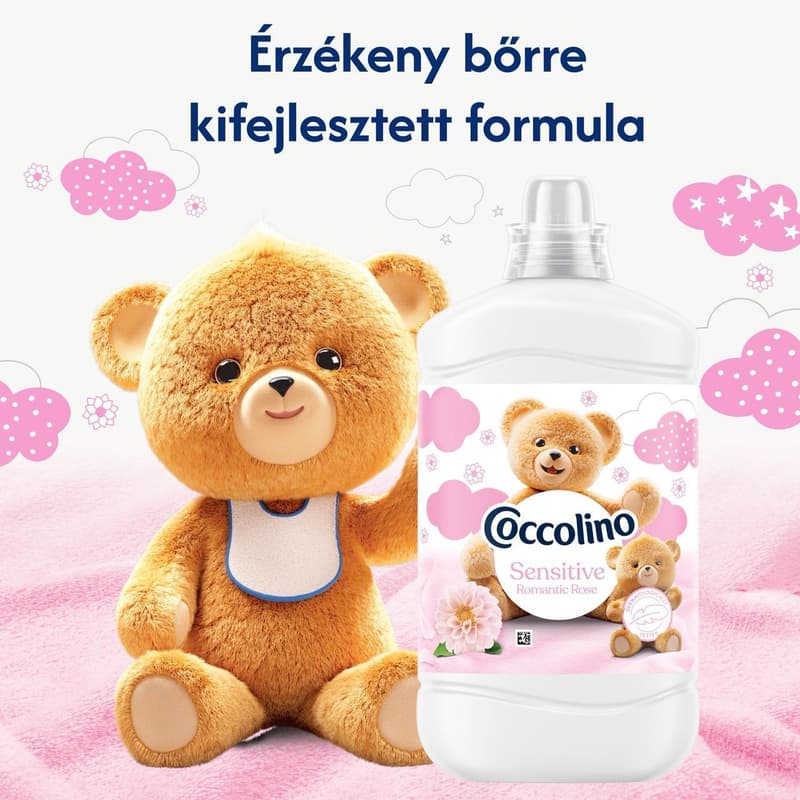 Coccolino Sensitive Romantic Rose öblítő érzékeny bőrre, 74 mosás, 1702 ml