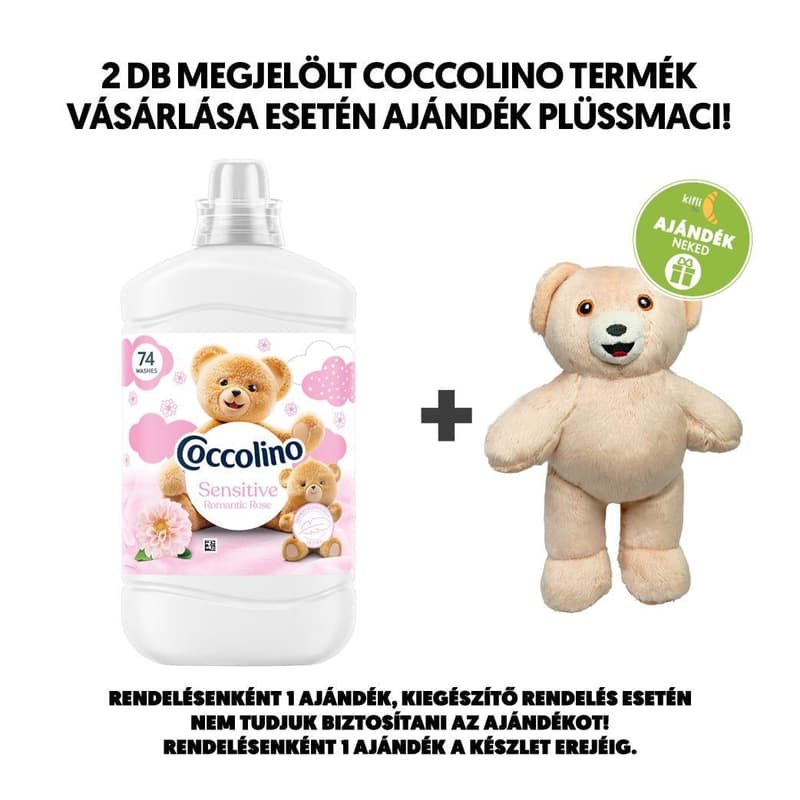 Coccolino Sensitive Romantic Rose öblítő érzékeny bőrre, 74 mosás, 1702 ml