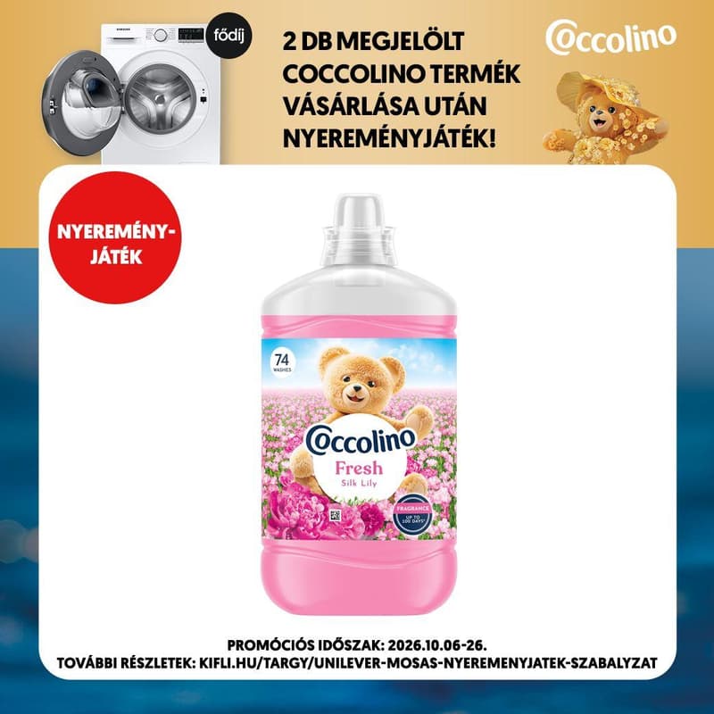 Coccolino Fresh&Soft Silk Lily öblítő, 74 mosás, 1702 ml