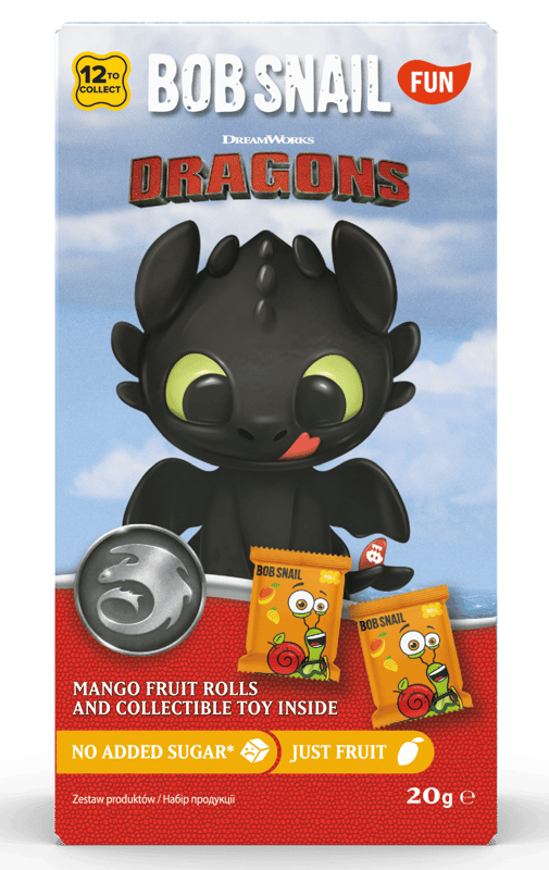 Bob Snail Mango fruit rolls with Dragon game