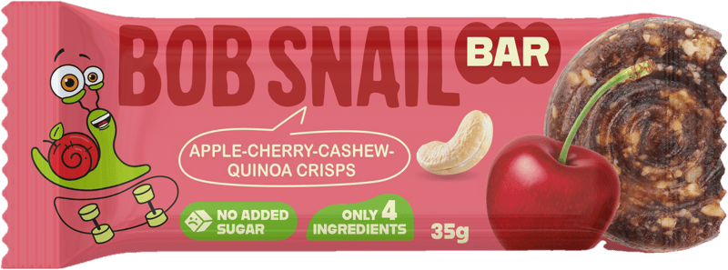 Bob Snail Crunchy fruit bar with seeds apple–sour cherry–cashew–quinoa