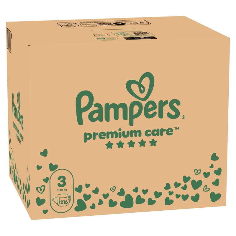 Pampers Premium Care Pelenka, Havi Pelenkacsomag, Méret: 3 (6-10 kg) 216 db