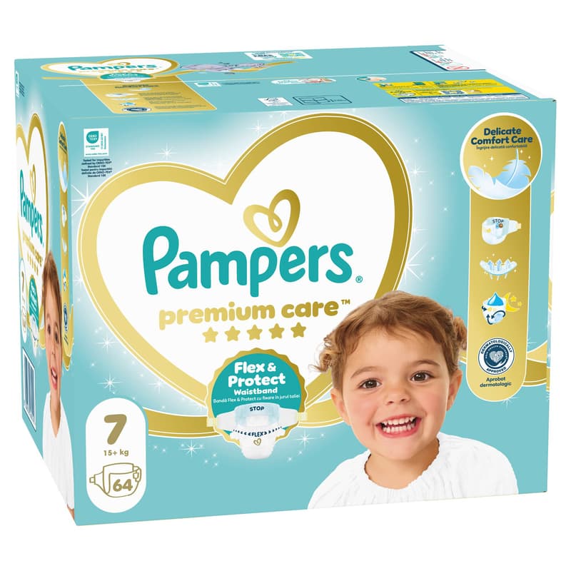Pampers Premium Care Pelenka, Méret: 7 (15+ kg) 64 db