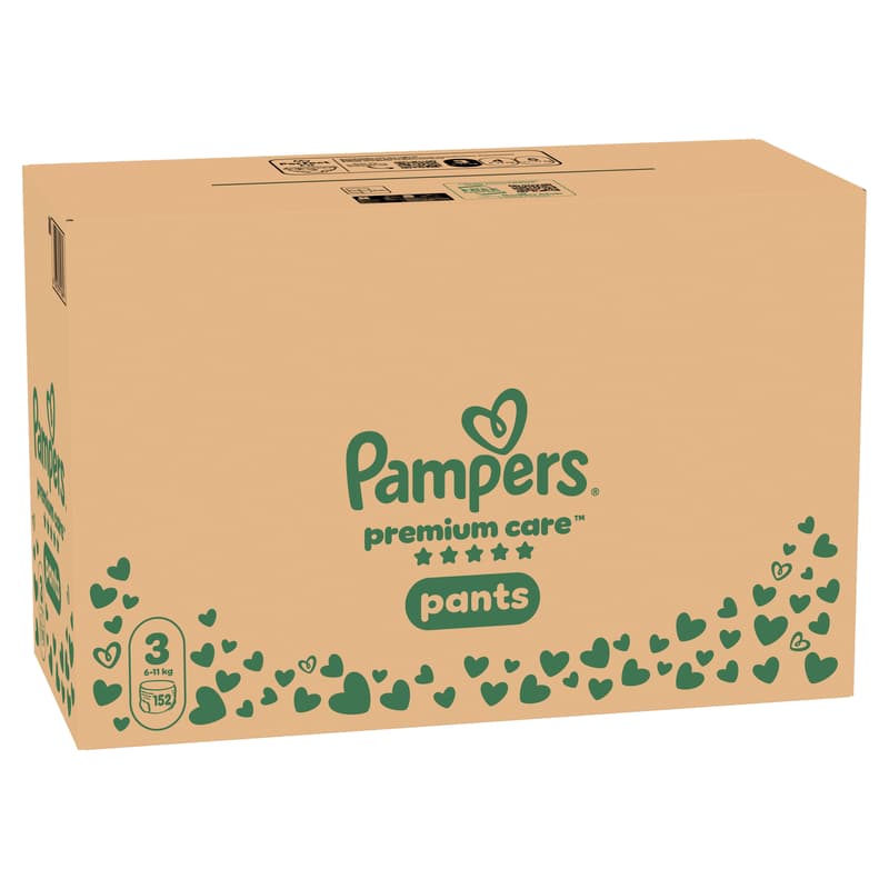 Pampers Premium Care Pants Bugyipelenka, Havi Pelenkacsomag, Méret: 3 (6-11 kg) 152 db