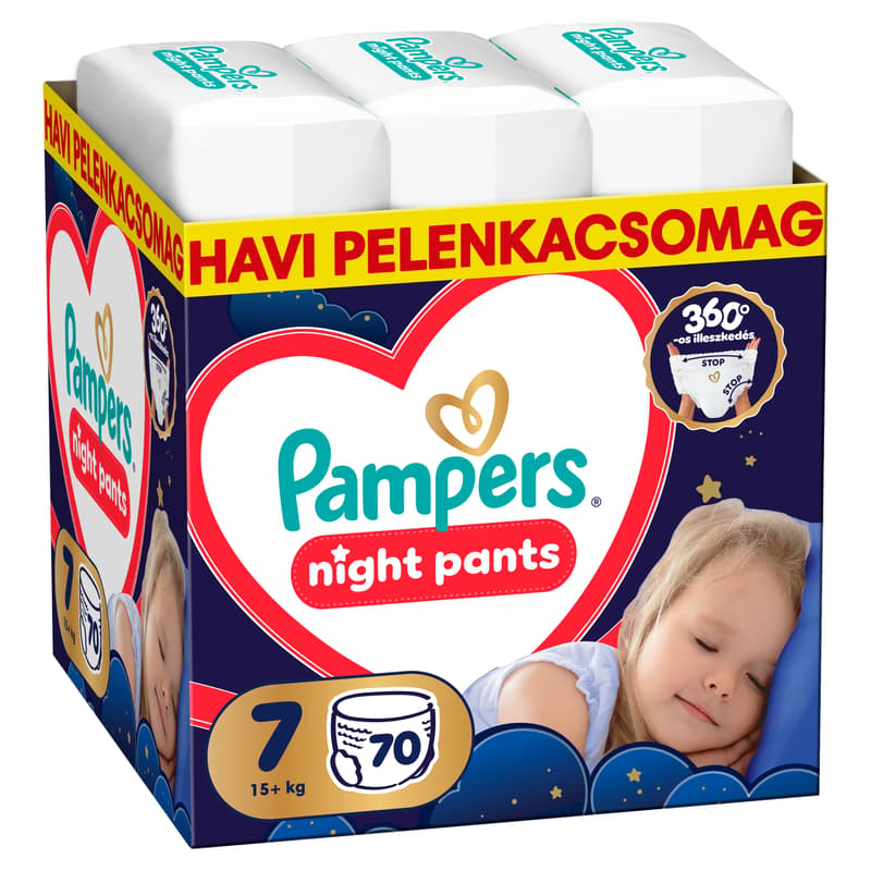 Pampers Night Pants Éjszakai Bugyipelenka, Havi Pelenkacsomag, Méret: 7 (15+ kg) 70 db