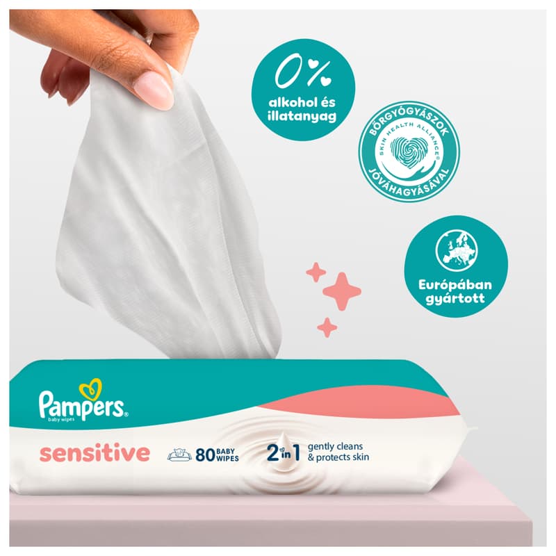 Pampers Sensitive Baby Nedves Törlőkendő, 52 db