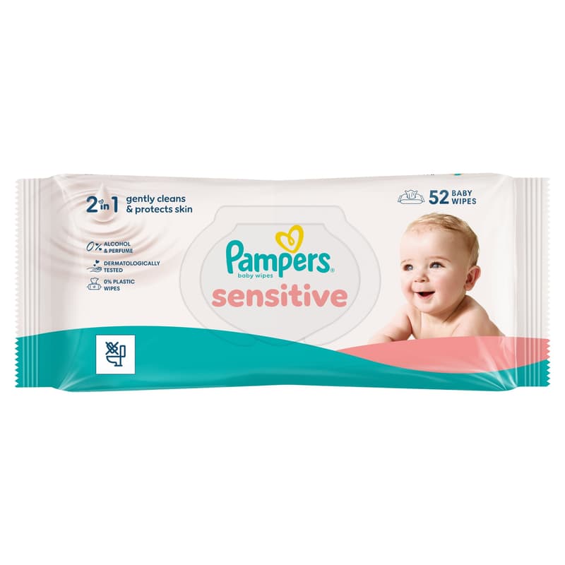 Pampers Sensitive Baby Nedves Törlőkendő, 4x52 db, 208 db