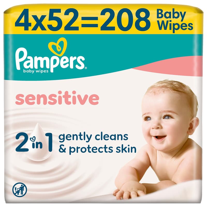 Pampers Sensitive Baby Nedves Törlőkendő, 4x52 db, 208 db