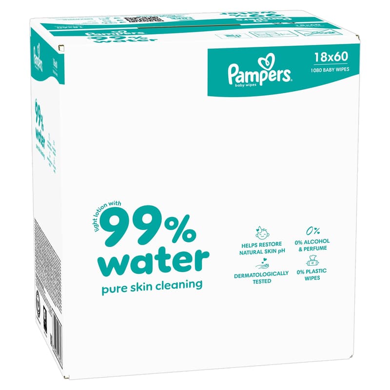 Pampers 99% Water Baby Nedves Törlőkendő, 18x60 db, 1080 db