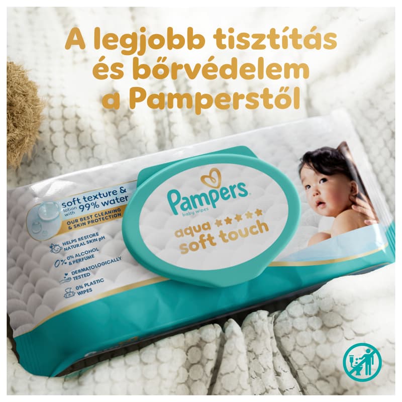Pampers Aqua Soft Touch Baby Nedves Törlőkendő, 18x48 db, 864 db