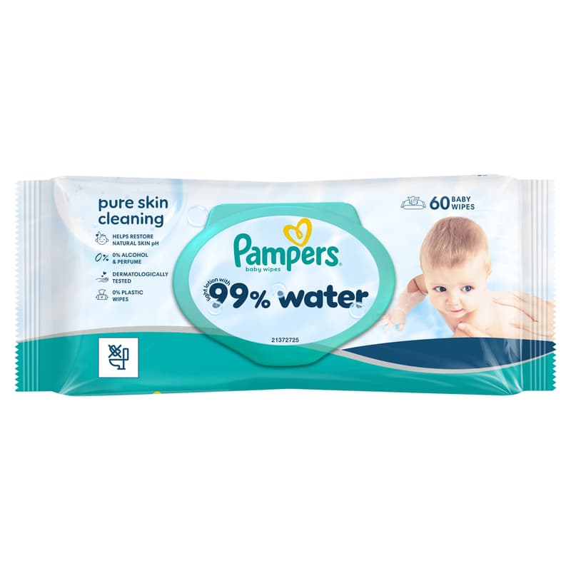 Pampers 99% Water Baby Nedves Törlőkendő, 60 db