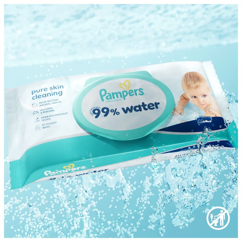 Pampers 99% Water Baby Nedves Törlőkendő, 3x60 db, 180 db