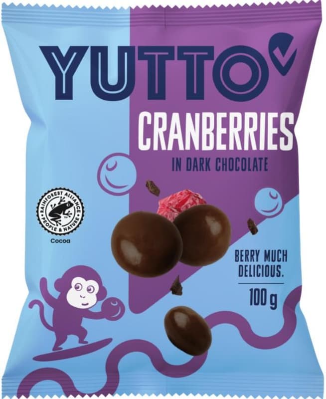 YUTTO Étcsokoládéval bevont vörösáfonya