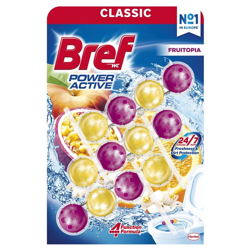 Bref Power Aktiv Fruitopia Toilet Rim Block Cleaner 3x50g