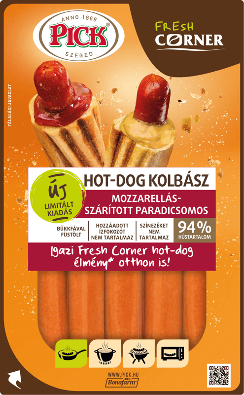 Pick Fresh Corner Mozarellás-szárított paradicsomos hot-dog kolbász