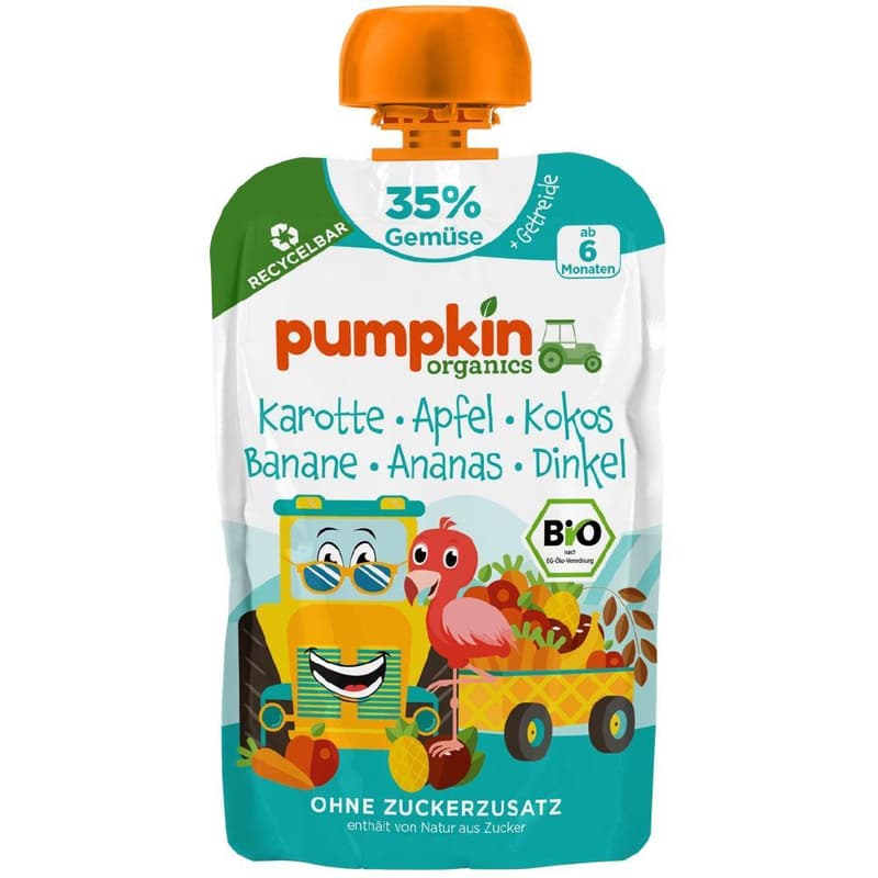 Pumpkin Organics Organic Carrot Apple Banana Pineapple Coconut with Spelt 6 months+ (35%)
