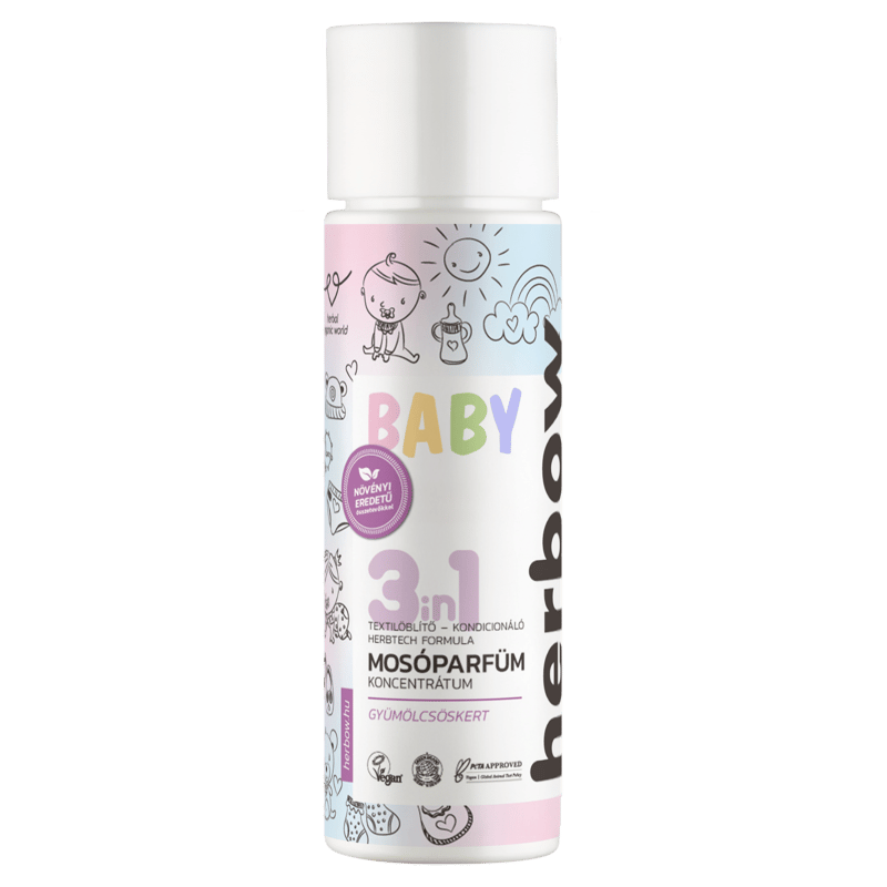 Herbow bambino 3-in-1 fabric softener and conditioner laundry perfume concentrate with fruity garden raspberry scent 200 ml