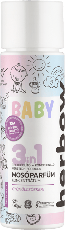 Herbow bambino 3-in-1 fabric softener and conditioner laundry perfume concentrate with fruity garden raspberry scent 200 ml