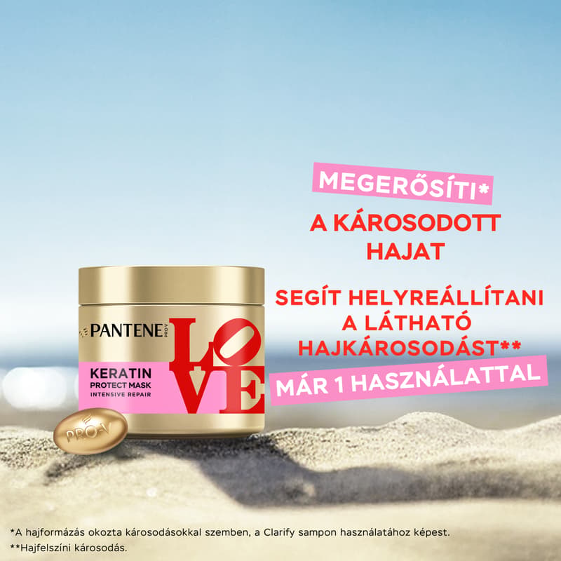 Pantene Robert Indiana Love Edition Intensive Repair Keratin Protect Hajpakolás, 300 ml