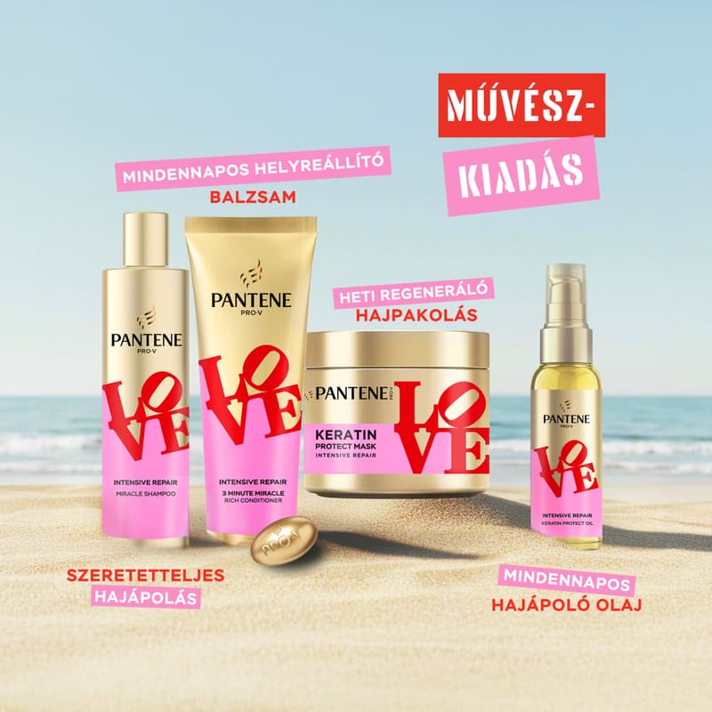 Pantene Robert Indiana Love Edition Intensive Repair Keratin Protect Hajpakolás, 300 ml