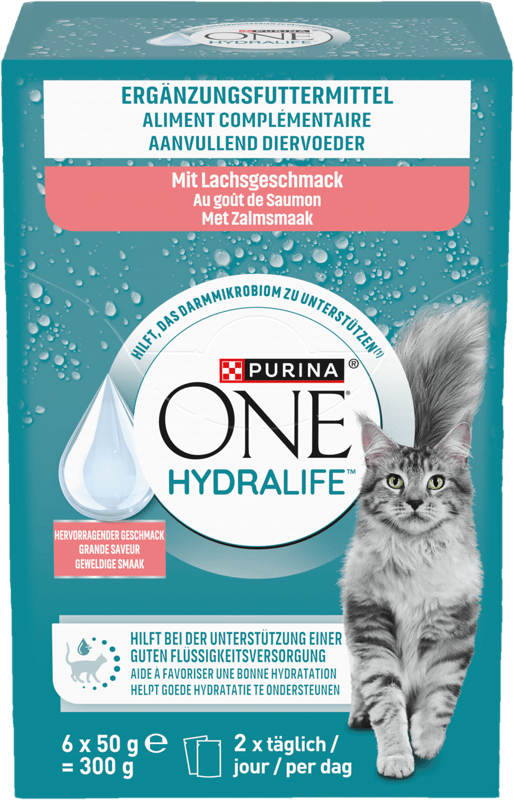 PURINA ONE HYDRALIFE complementery petfood for adult cats flavoured with salmon 6x50g