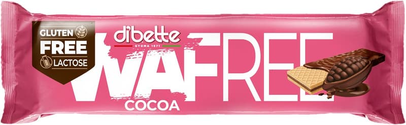 Dibette WAFREE food dipped, cocoa wafer bar, with fructose 30g gluten-, lactose-free