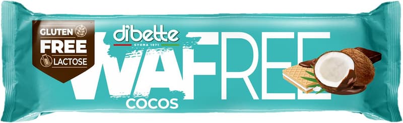 Dibette WAFREE ét mártott, kókuszos ostyaszelet, fruktózzal 30g glutén-, laktózmentes
