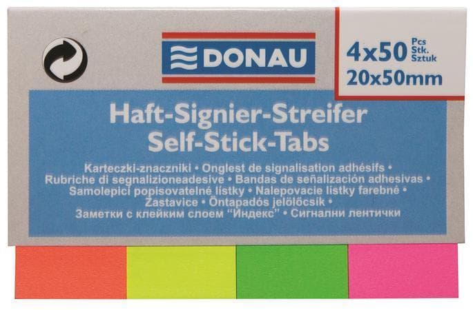 Pagemarker, paper, 5x40 sheets, 20x50 mm, DONAU, assorted colours