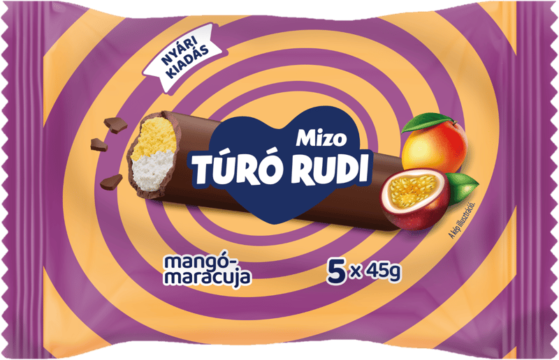 Mizo Túró Rudi, mangó-maracuja, étcsokoládés (5x45 g)
