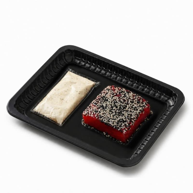 OCEANS Tuna steak with sesame crust and lime-ginger mayonnaise