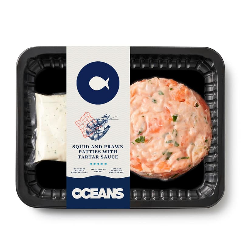 OCEANS Squid and prawn patties with tartar sauce