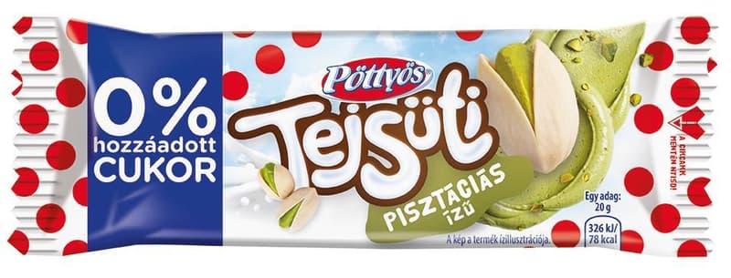 Pöttyös Dairy Bar 0% + Sugar Pistachio Flavour 20 g