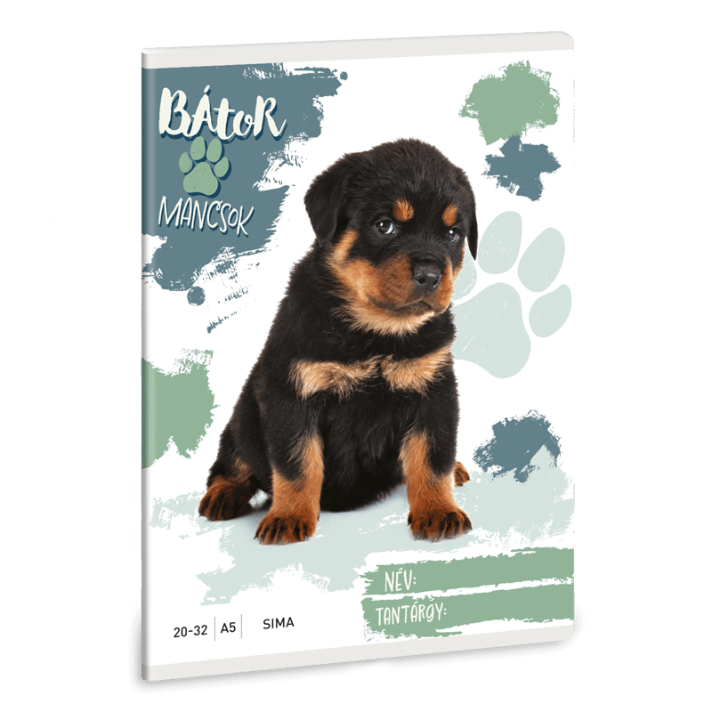 Ars Una 2032, sima A/5 füzet Bátor Mancsok-Rottweiler (5499)