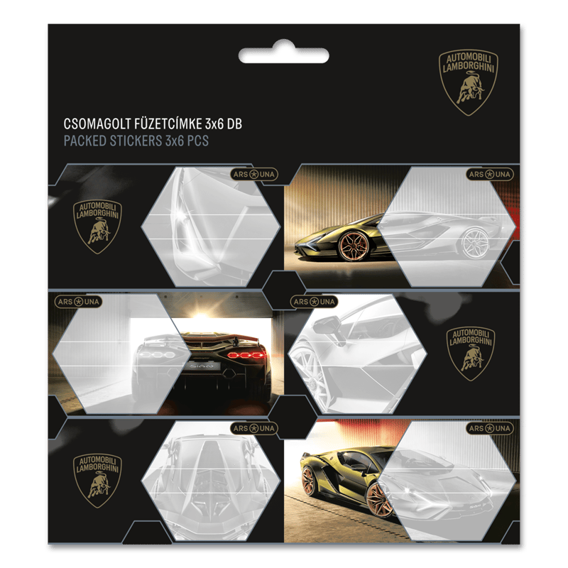 Ars Una csomagolt füzetcímke (3x6 db) Lamborghini (5523)