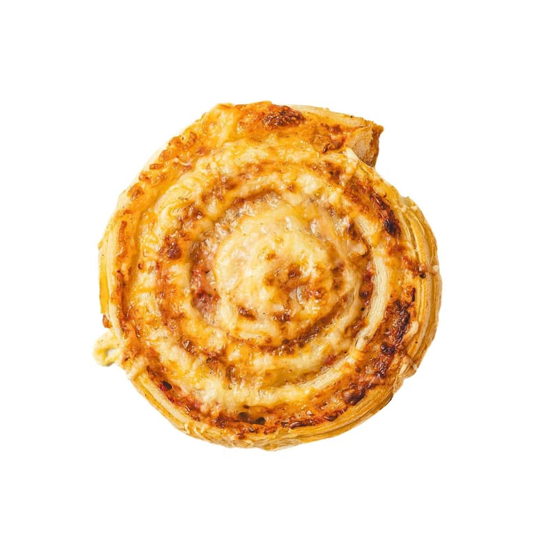Cheese-topped pizza swirl