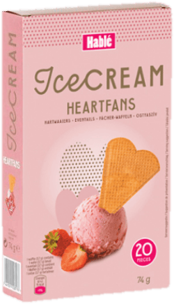 Hablé decorative wafer hearts for ice cream & cream desserts – 20 pcs