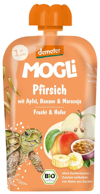 Mogli bio Quetschie őszibarack alma banán maracuja zab püré 100g