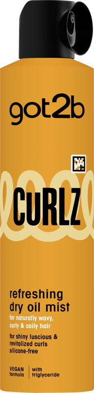 got2b Curlz Refreshing Dry Oil Mist 200ml, Shiny, Luscious & Revitalised Curls, for Naturally Wavy, Curly & Coily Hair, Vegan Formula