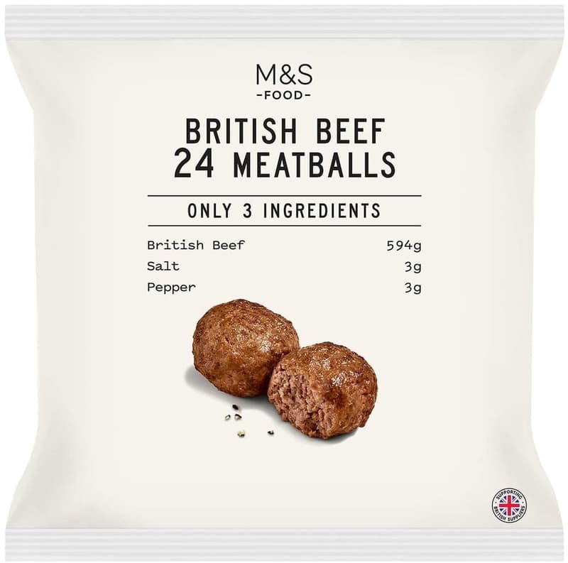 Marks & Spencer Food Only 3 Ingredients British Beef Meatballs