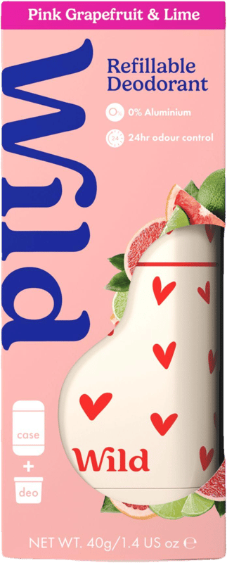 WILD Deo tartó szívekkel & stift utántöltő Pink Grapefruit - Lime illattal