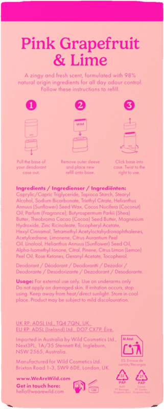 WILD Deo tartó szívekkel & stift utántöltő Pink Grapefruit - Lime illattal