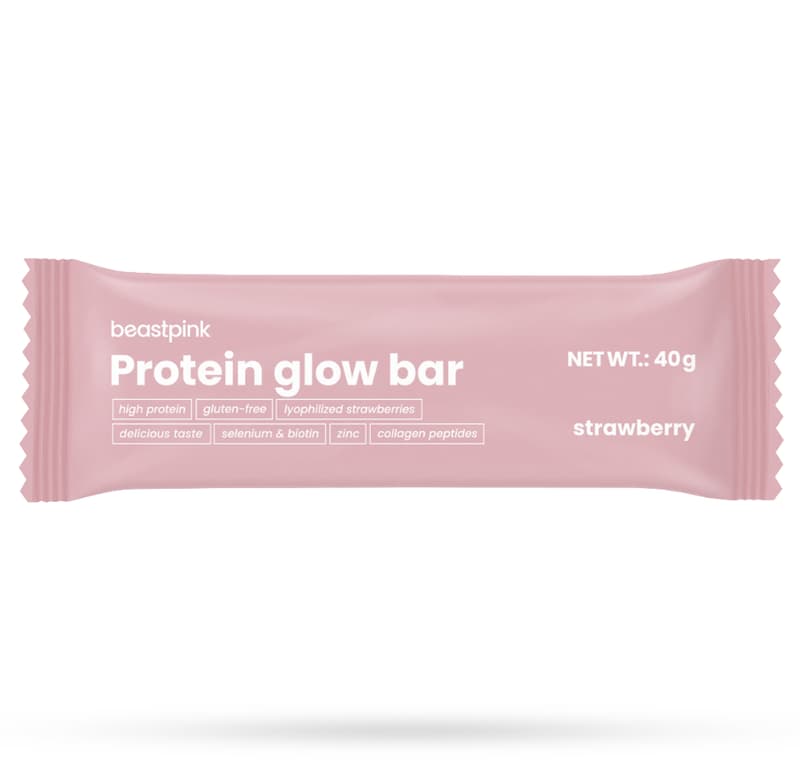 GlowBar fehérjeszelet - BeastPink - Eper