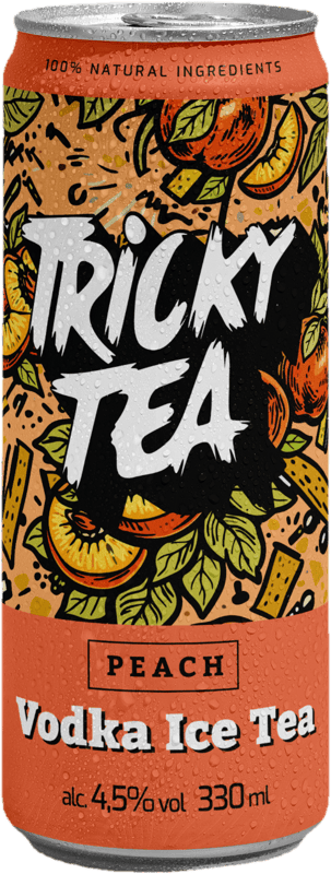 Horizont TRICKY TEA - Apricot Vodka Iced Tea - Peach-flavoured non-carbonated alcoholic beverage with black tea extract and vodka