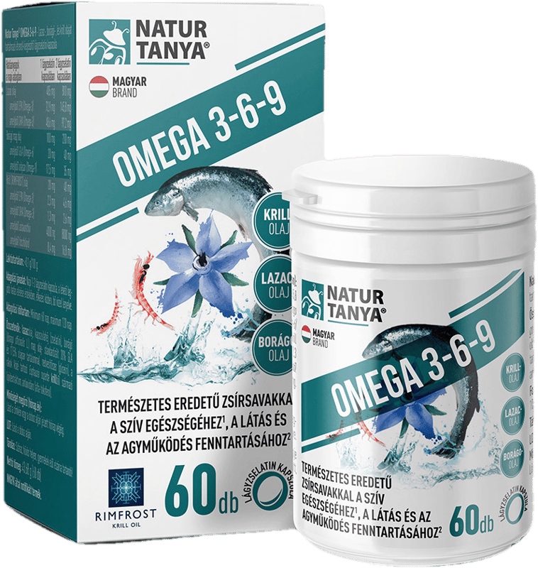 Natur Tanya® Omega 3-6-9 zsírsavak 3 féle természetes olaj forrásból 60 db