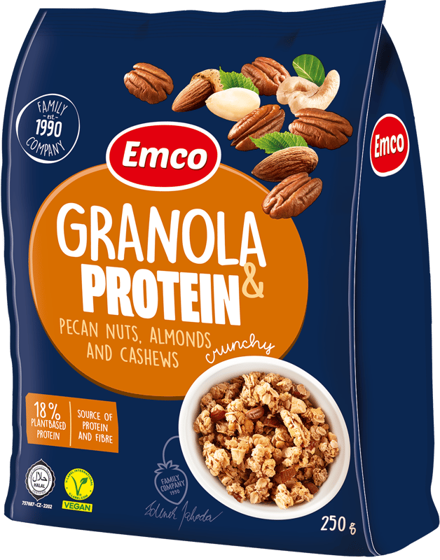 Emco Protein Granola pekándióval, mandulával és kesudióval