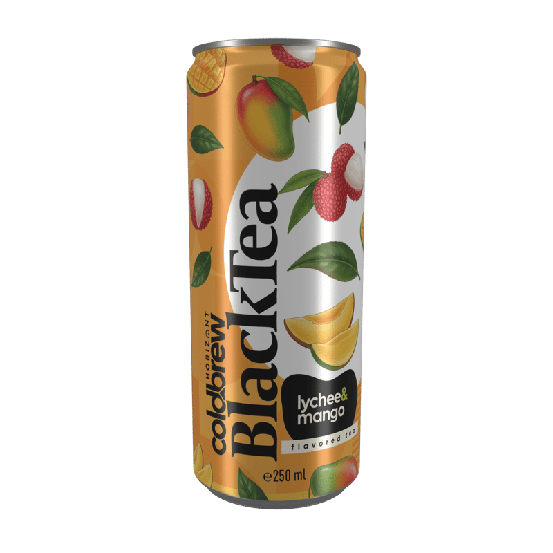 Horizont Coldbrew BlackTea - Lychee-mango flavored still tea with cold-brewed black tea extract and 2% fruit content