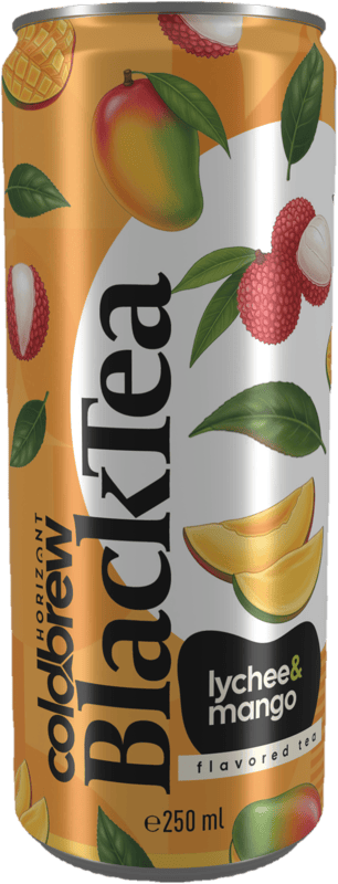 Horizont Coldbrew BlackTea - Lychee-mango flavored still tea with cold-brewed black tea extract and 2% fruit content