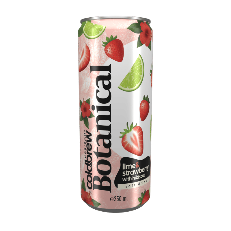 Horizont Coldbrew Botanical - carbonated soft drink with strawberry-lime flavour, with cold-infused hibiscus extract, 6% fruit content
